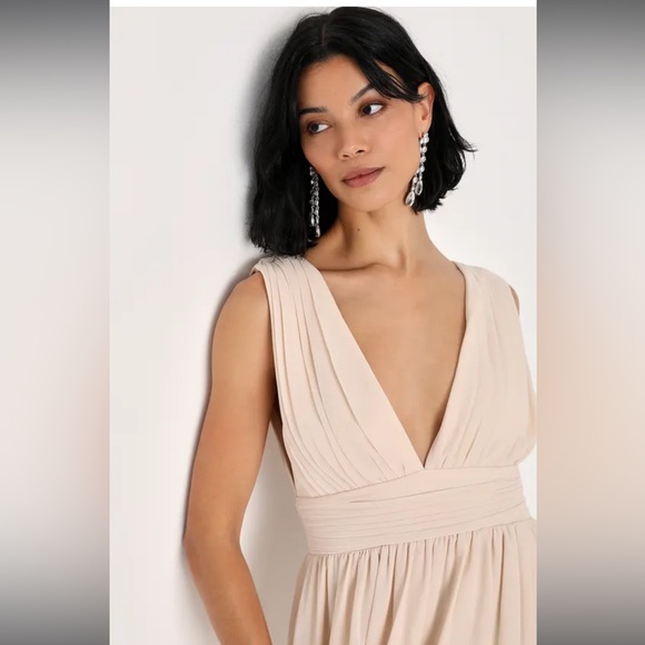 Lulus Heavenly Hues Cream Maxi Dress - Picture 2 of 5